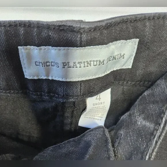 Women's Black Chico's Platinum Jeans Chico's Size 4 (Same as US Women's Size 20) - Picture 4 of 7